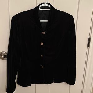 Black Velvet size 8 lined blazer with 4 red jewel tone buttons